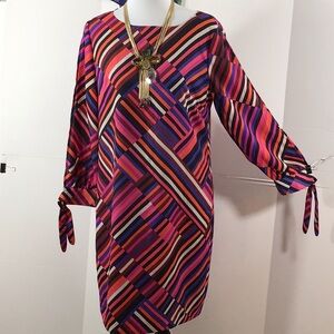 Trina Turk multicolor stripe shift dress S